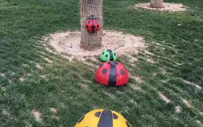公園里擺放的爬行的玻璃鋼彩繪瓢蟲(chóng)雕塑