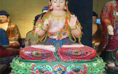 玻璃鋼彩繪寺廟景區(qū)觀音菩薩雕塑