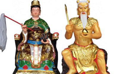 寺廟景區(qū)擺放女媧和伏羲玻璃鋼彩繪雕塑