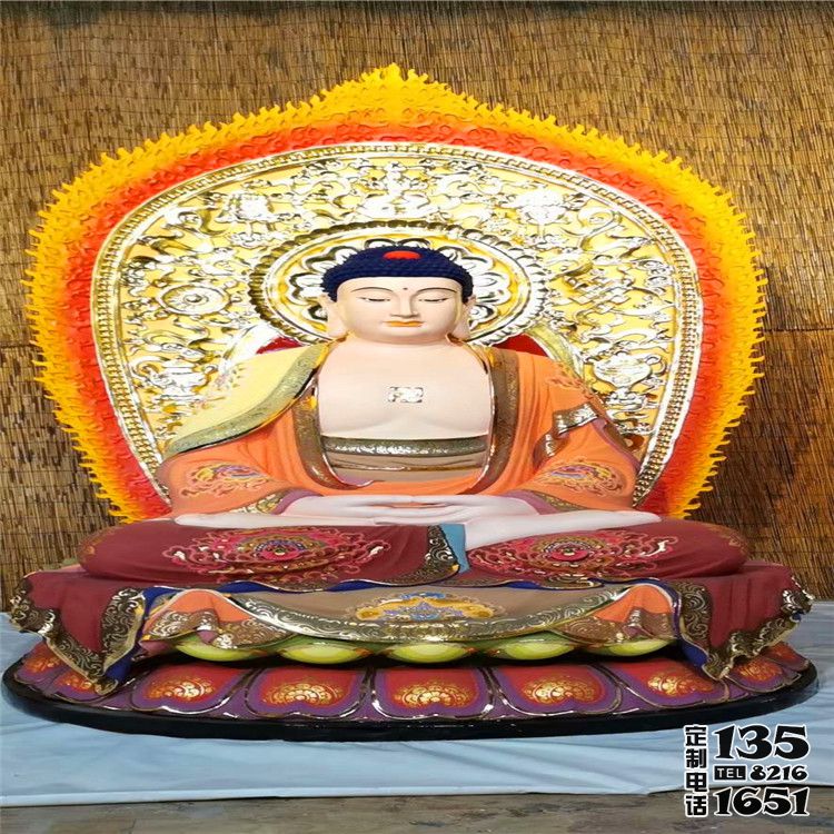 玻璃鋼彩繪大型寺廟供奉三寶佛雕塑 玻璃鋼彩繪大型寺廟供奉三寶佛雕塑