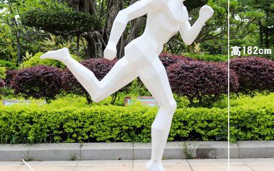 廣場抽象玻璃鋼幾何運動跑步雕塑