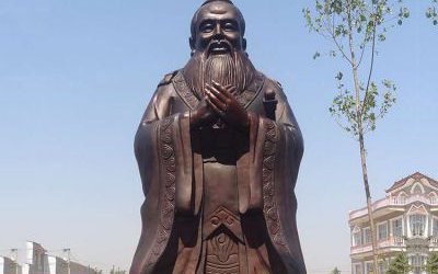 學(xué)校教育家孔子玻璃鋼仿銅雕塑