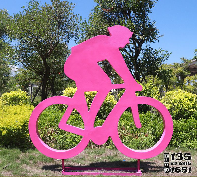 公園景觀玻璃鋼抽象騎自行車雕塑 公園景觀玻璃鋼抽象騎自行車雕塑