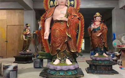 寺廟供奉神佛玻璃鋼三圣雕塑