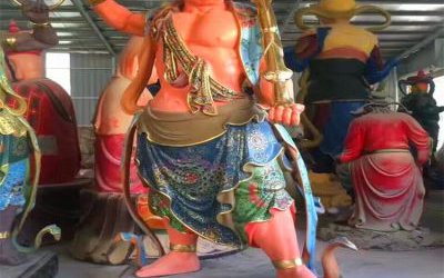 寺廟玻璃鋼彩繪哼哈二將雕塑