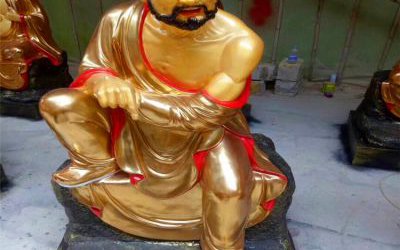 玻璃鋼彩繪大型景觀漆金佛像十八羅漢雕塑