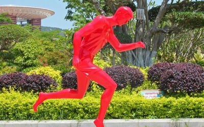 公園廣場跑步運(yùn)動玻璃鋼抽象人物雕塑