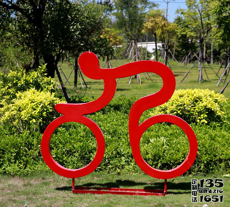 公園大型剪影抽象玻璃鋼自行車運動人物雕塑 公園大型剪影抽象玻璃鋼自行車運動人物雕塑