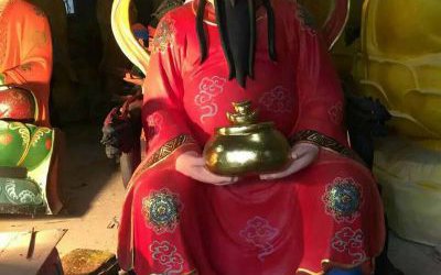 彩繪玻璃鋼大型寺廟招財(cái)菩薩財(cái)神雕塑