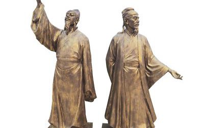 學(xué)校古代著名詩人玻璃鋼仿銅李白雕塑