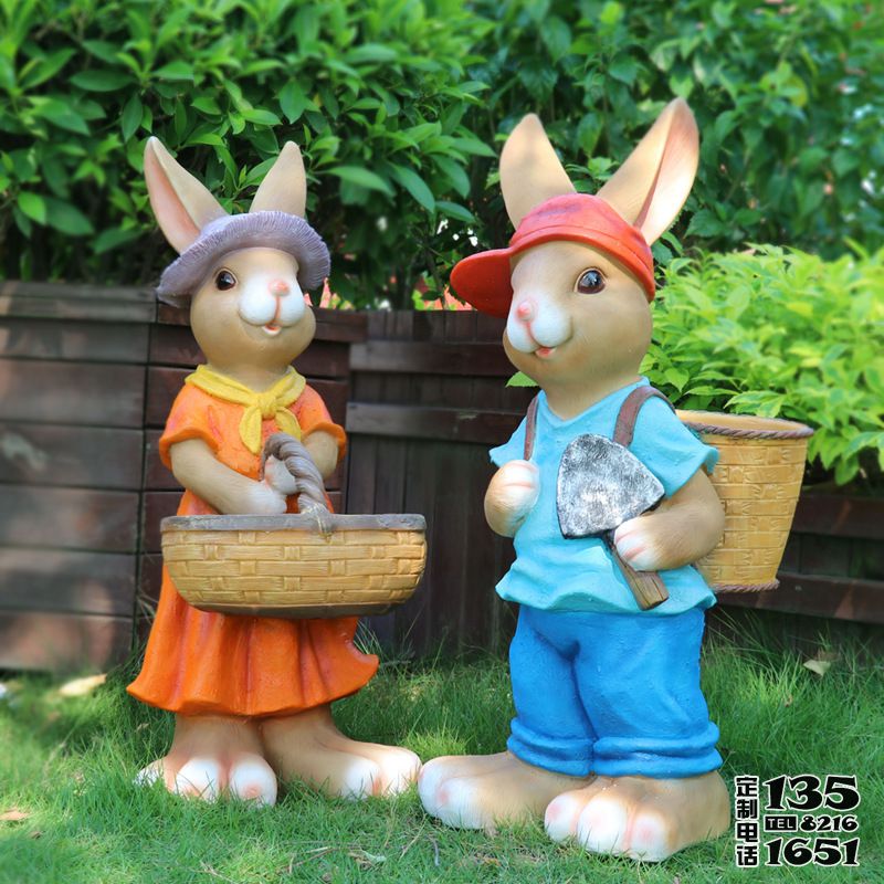 玻璃鋼彩繪戶外草坪仿真動物兔子雕塑 玻璃鋼彩繪戶外草坪仿真動物兔子雕塑