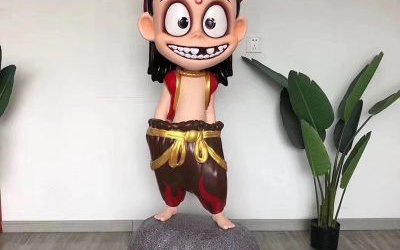 商場電影院玻璃鋼卡通彩繪魔童降世哪吒雕塑