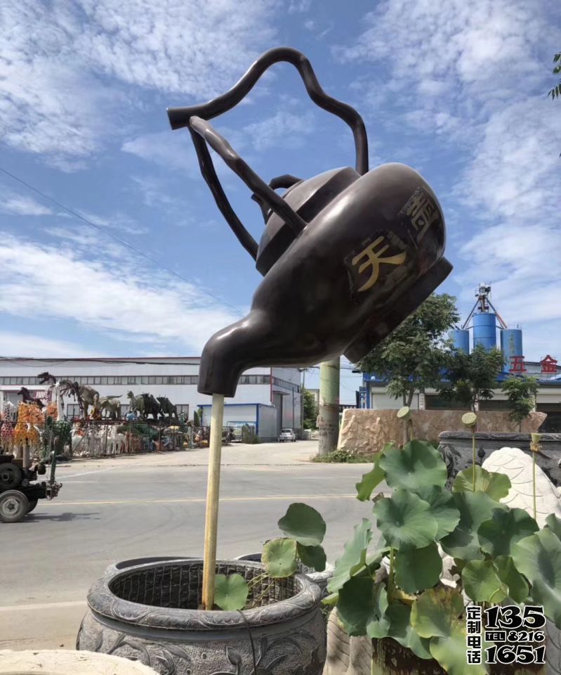 城市玻璃鋼仿銅懸浮流水街道景觀天壺雕塑 城市玻璃鋼仿銅懸浮流水街道景觀天壺雕塑