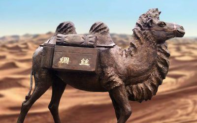城市廣場(chǎng)大型戶外玻璃鋼仿銅駱駝雕塑
