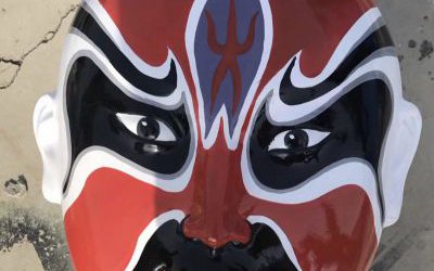 公園景區玻璃鋼彩繪創意戲曲臉譜雕塑