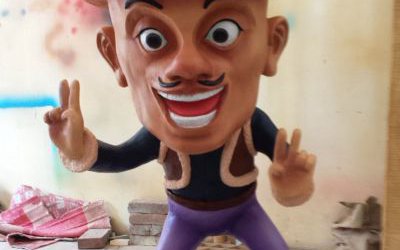 兒童游樂園卡通玻璃鋼光頭強雕塑