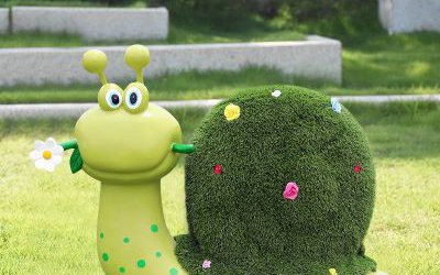 公園草坪玻璃鋼卡通綠植蝸牛雕塑