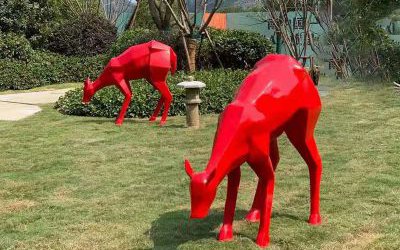 玻璃鋼戶外景觀裝飾品幾何梅花鹿雕塑