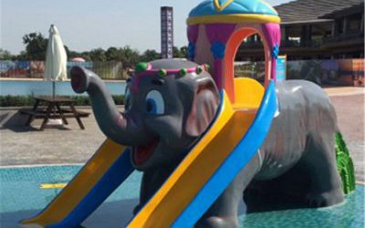 游樂場(chǎng)創(chuàng)意滑梯玻璃鋼大象雕塑
