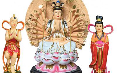 玻璃鋼彩繪景區(qū)寺廟供奉菩薩觀音雕塑