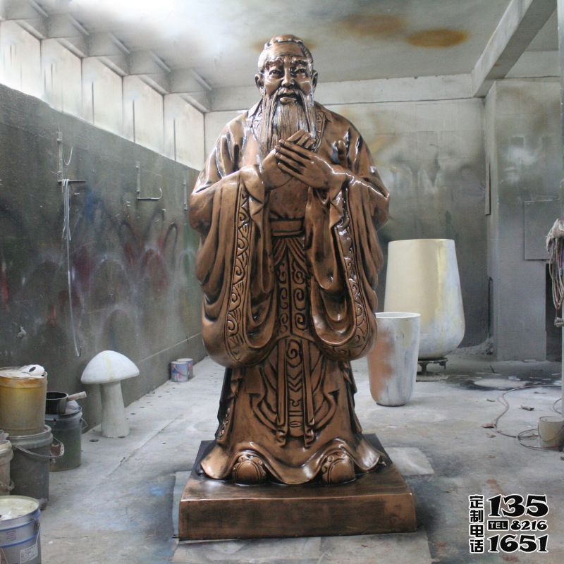 學院歷史名人孔子玻璃鋼仿銅雕塑 學院歷史名人孔子玻璃鋼仿銅雕塑