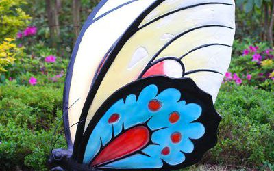 小區公園玻璃鋼彩繪蝴蝶雕塑