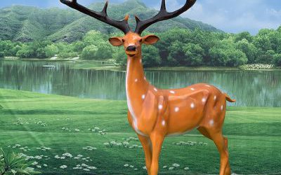 公園路邊玻璃鋼彩繪仿真動(dòng)物梅花鹿雕塑