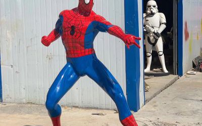 電影院玻璃鋼動漫人物蜘蛛俠雕塑