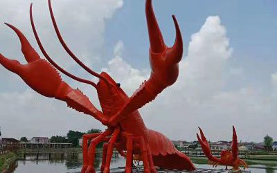 戶外創(chuàng)意玻璃鋼仿真動(dòng)物龍蝦雕塑
