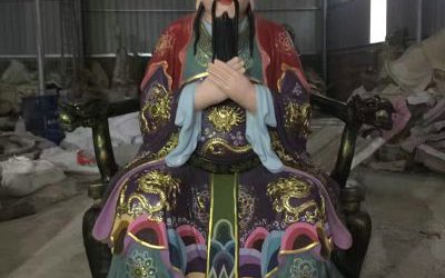 大型玻璃鋼彩繪戶外景區三官雕塑