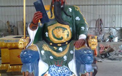 玻璃鋼彩繪大型寺廟景觀裝飾品擺件關公雕塑