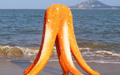 玻璃鋼仿真抽象章魚雕塑戶外沙灘擺件