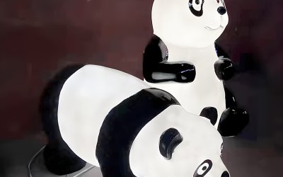 發(fā)光熊貓玻璃鋼雕塑擺件