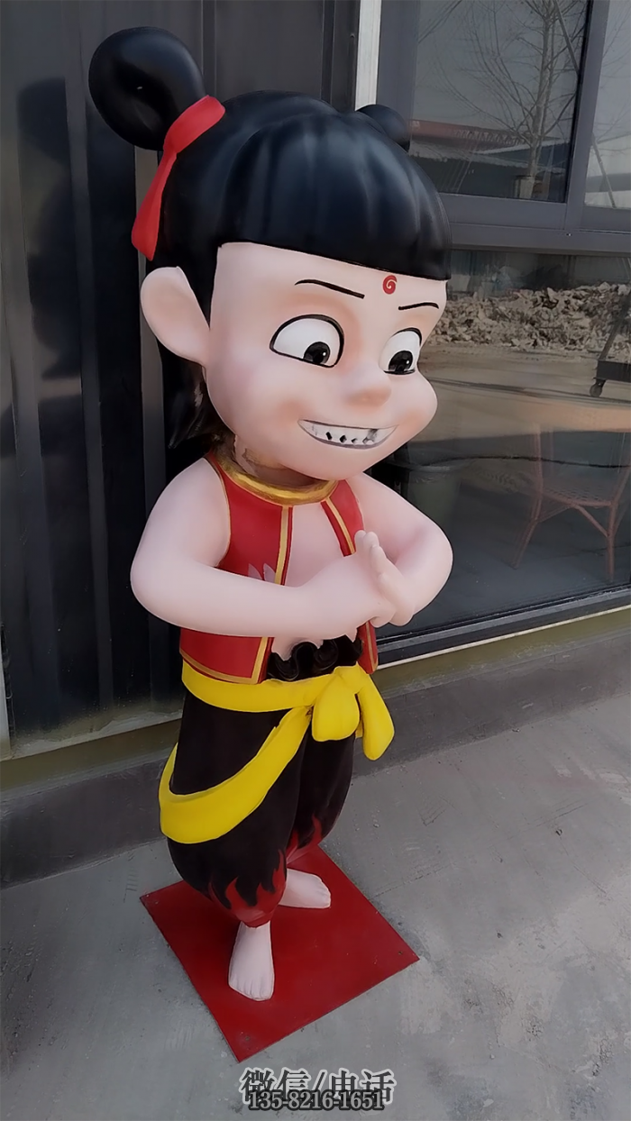 雙手抱拳哪吒雕塑，模具高1.5米，支持定制